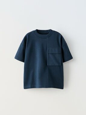 NWT Zara 1.5Y short sleeve cotton shirt with pocket blue